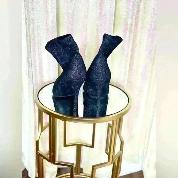 Soft fabric black with silver thread metallic booties. - Picture 4 of 4